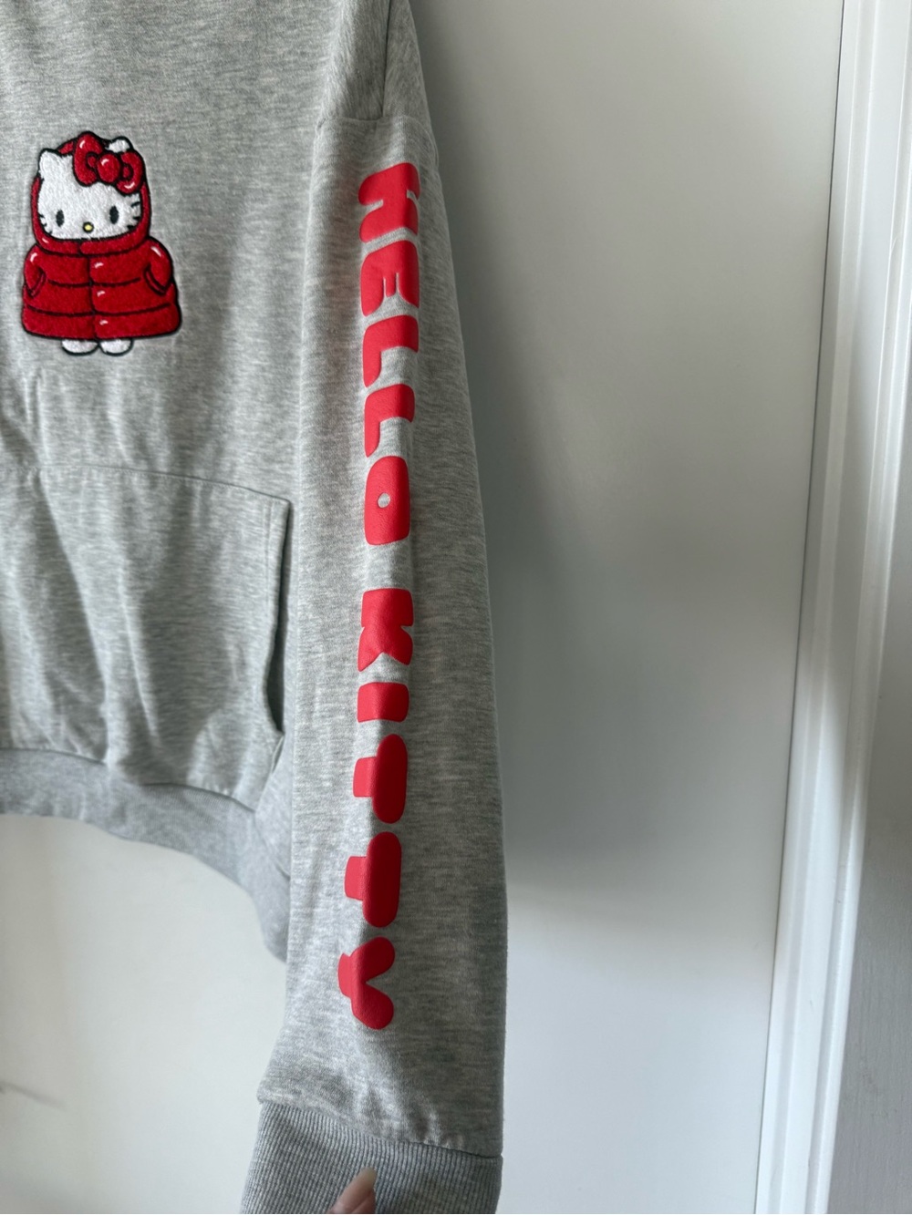 Aeropostale Hello Kitty Grey Hoodie with Red Patch - Picture 4 of 5